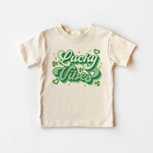 Lucky Vibes Toddler Shirt - Retro St Patrick's Day Natural Kids Tee