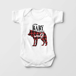 Baby Wolf - Buffalo Plaid Baby Wolf Onesie