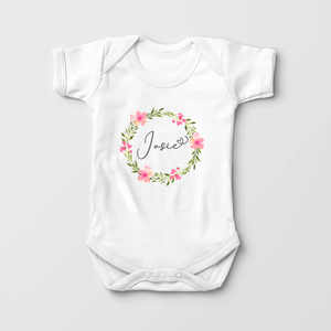 Personalized Floral Baby Onesie - Cute