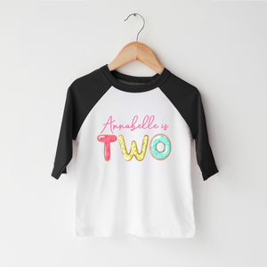 Personalized Second Birthday Toddler Shirt - Cute Donut Themed Girls Birthday