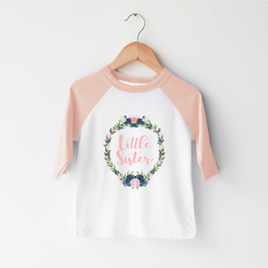 Promoted To Big Sister Girls Shirt - Floral Wreath