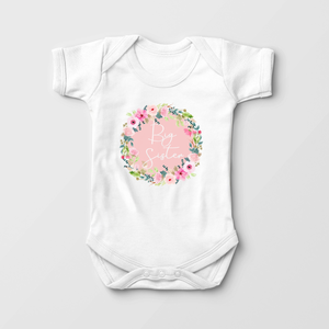Big Sister Onesie - Pink Floral Wreath Baby Onesie