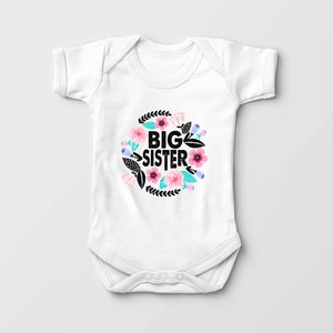 Big Sister Onesie - Bold Flowers Baby Girl Onesie