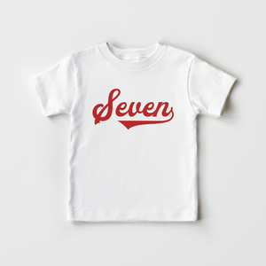 Seventh Birthday Boy Baseball Shirt - Red