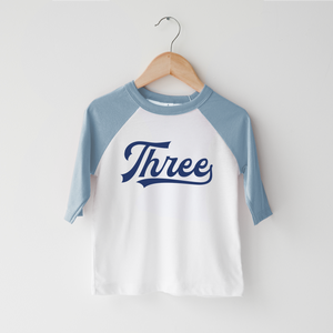 Third Birthday Boy Shirt - Baseball Blue