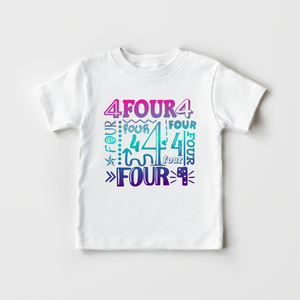 Fourth Birthday Girl Graphic Shirt - Four Four Four Birthday Shirt