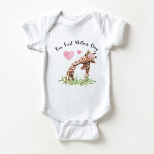 Personalized Our First Mother's Day Baby Girl Onesie - Cute Giraffe