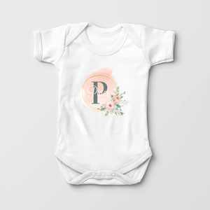 Personalized Pink And Gold Floral Name Baby Onesie - Boho Onesie