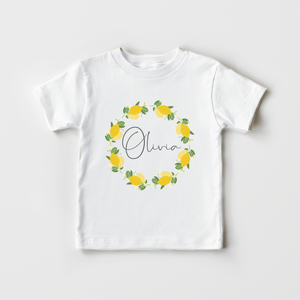Personalized Lemon Wreath Toddler Shirt - Cute Summer Kids Shirt
