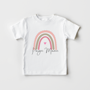 Personalized Name Rainbow Girls Toddler Shirt - Pink And Green Rainbow