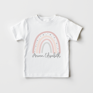 Personalized Rainbow Girls Toddler Shirt - Neutral Rainbow Kids Shirt