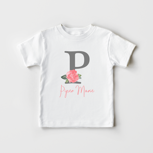 Personalized Pink Flower Girls Toddler Shirt - Cute Name Kids Shirt