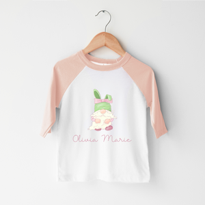 Personalized Easter Gnome Girls Toddler Shirt - Cute