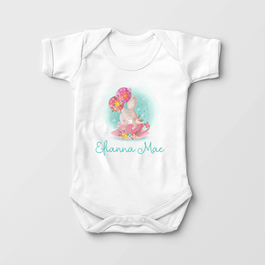 Personalized Bunny Teacup Baby Girl Onesie