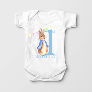 Boys First Birthday Baby Onesie - Cute Peter Rabbit 1St Birthday