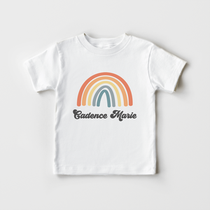 Personalized Retro Rainbow Girls Kids Shirt - Cute Vintage Rainbow Toddler Shirt