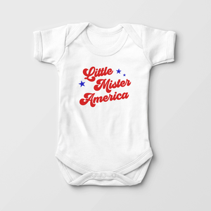 Little Mister America Baby Boy Onesie - Cute Fourth Of July Bodysuit