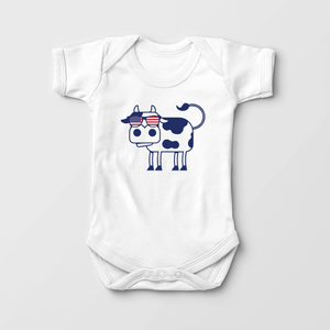 Fourth Of July Cow Baby Onesie - Cute Independence Day Bodysuit