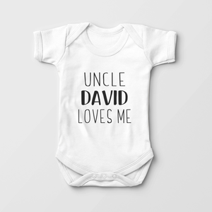 Personalized Uncle Loves Me Baby Onesie - Cute Custom Uncle Bodysuit
