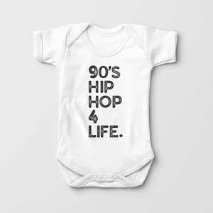 90's Hip Hop 4 Life Baby Onesie - Cute Old School Rap Bodysuit