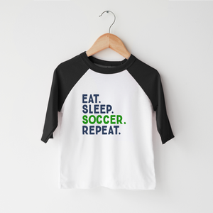 Eat Sleep Soccer Repeat Kids Shirt - Cute Sports Toddler Shirt