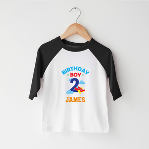 Personalized Airplane 2nd Birthday Toddler Boy Shirt - Cute Custom Name Kids Shirt