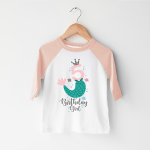 5th Birthday Girl Shirt - Cute Mermaid Birthday Shirt