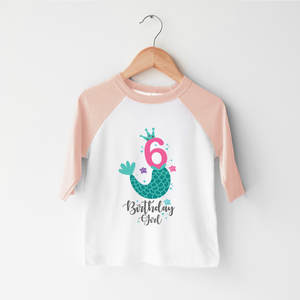 Sixth Birthday Girl Mermaid Shirt - Cute 6th Birthday Toddler Shirt