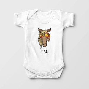 Funny Horse Hay Baby Onesie - Cute Animal Bodysuit