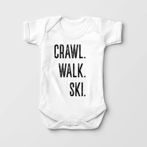 Crawl, Walk, Ski Baby Onesie - Cute Skiing Bodysuit