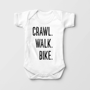 Crawl, Walk, Bike Baby Onesie - Funny Biking Bodysuit