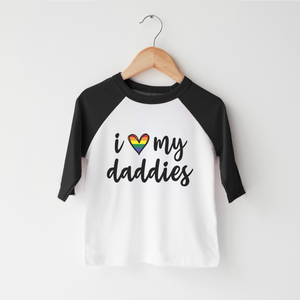 I Love My Daddies Kids Shirt - Cute Pride Rainbow Daddy Toddler Shirt
