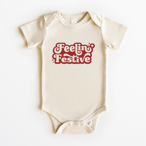 Feelin Festive Baby Onesie - Retro Christmas Bodysuit