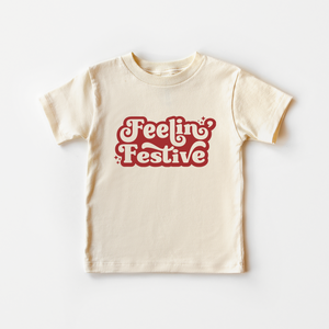 Feelin Festive Toddler Shirt - Retro Christmas Kids Tee