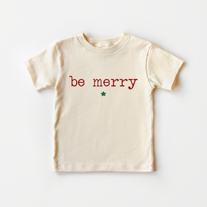 Be Merry Toddler Shirt - Vintage Christmas Kids Tee