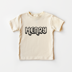 Retro Custom Name Toddler Shirt - Personalized Natural Kids Tee