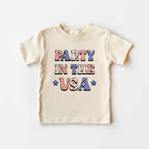 Party in the USA Toddler Shirt - Patriotic Natural Kids Tee