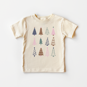 Boho Christmas Trees Toddler Shirt - Cute Minimalist Winter Natural Kids Tee