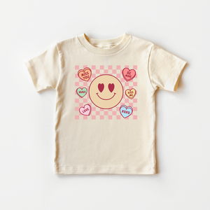 Candy Hearts Toddler Shirt - Retro Valentines Day Natural Kids Tee