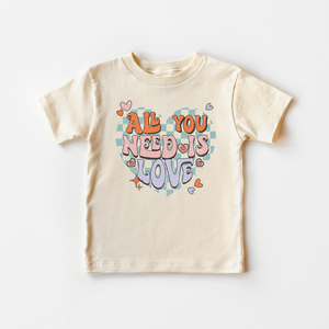 All You Need Is Love Toddler Shirt - Retro Valentines Day Kids Tee