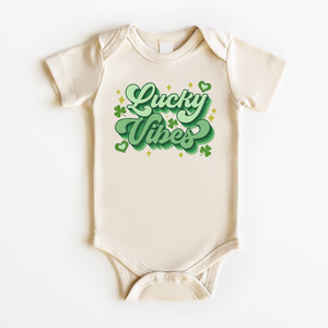 Lucky Vibes Baby Onesie - Retro St Patrick's Day Natural Bodysuit