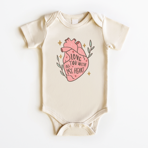 Love You With All My Heart Onesie - Boho Valentines Day Bodysuit
