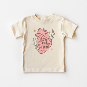 Love You With All My Heart Kids Shirt - Boho Valentines Day Toddler Tee