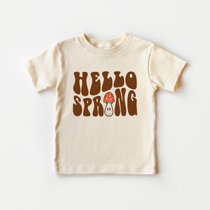 Retro Hello Spring Tee - Natural Springtime Toddler Shirt