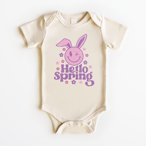 Hello Spring Bunny Onesie - Retro Springtime Bodysuit