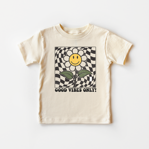 Good Vibes Toddler Shirt - Retro Daisy Natural Tee