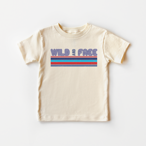 Wild and Free Toddler Shirt - Retro Patriotic Natural Kids Shirt