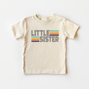 Retro Little Sister Shirt - Girls Sibling Tee