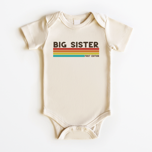 Big Sister First Edition Onesie - Retro Girls Matching Sister Rainbow Bodysuit