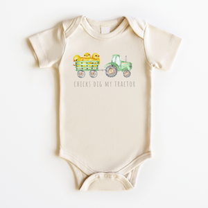 Chicks Dig My Tractor Onesie - Funny Boys Easter Bodysuit